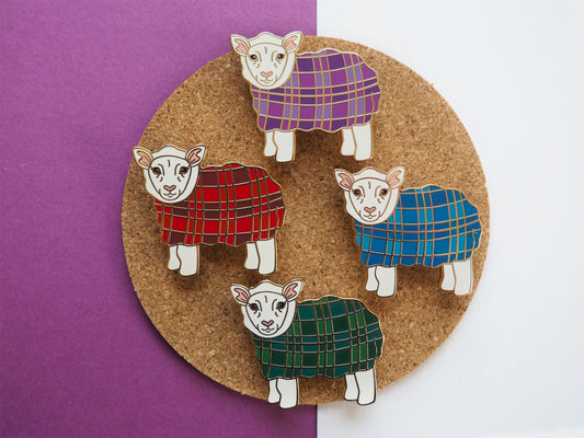 Highland Tartan Sheep Enamel Pin